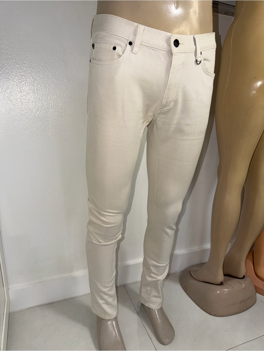 John Varvatos Mens Skinny Slim Fit Cream White Stretch Jeans Denim size 32RG